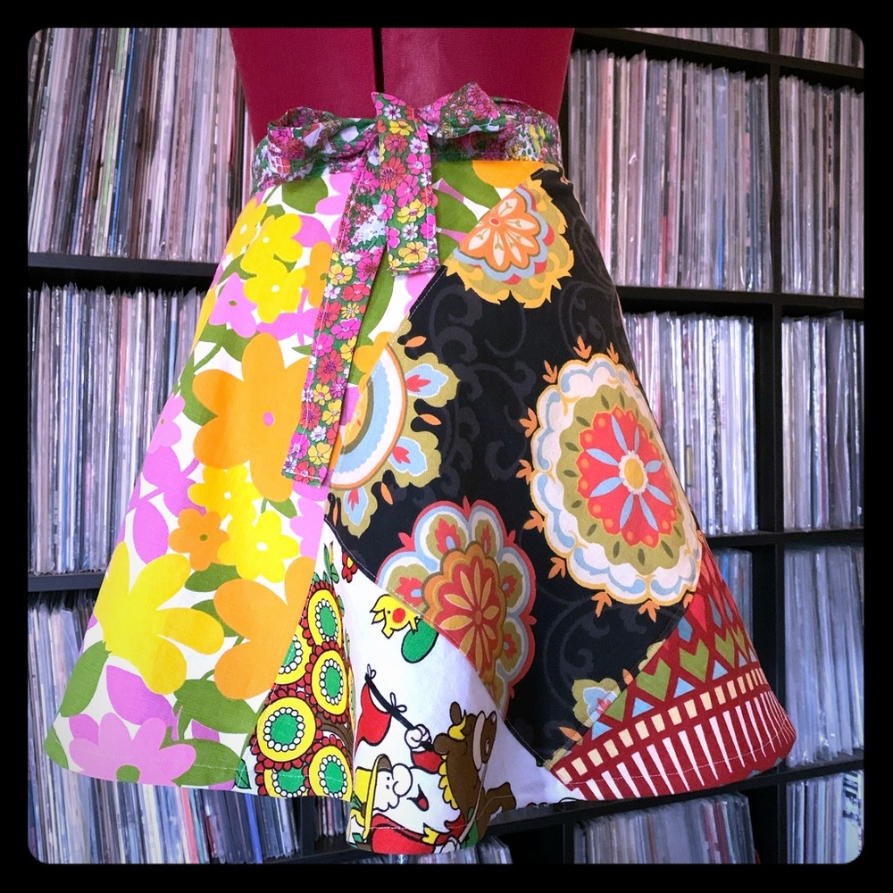 funky patchwork hippie wrap mini 70s weird couture